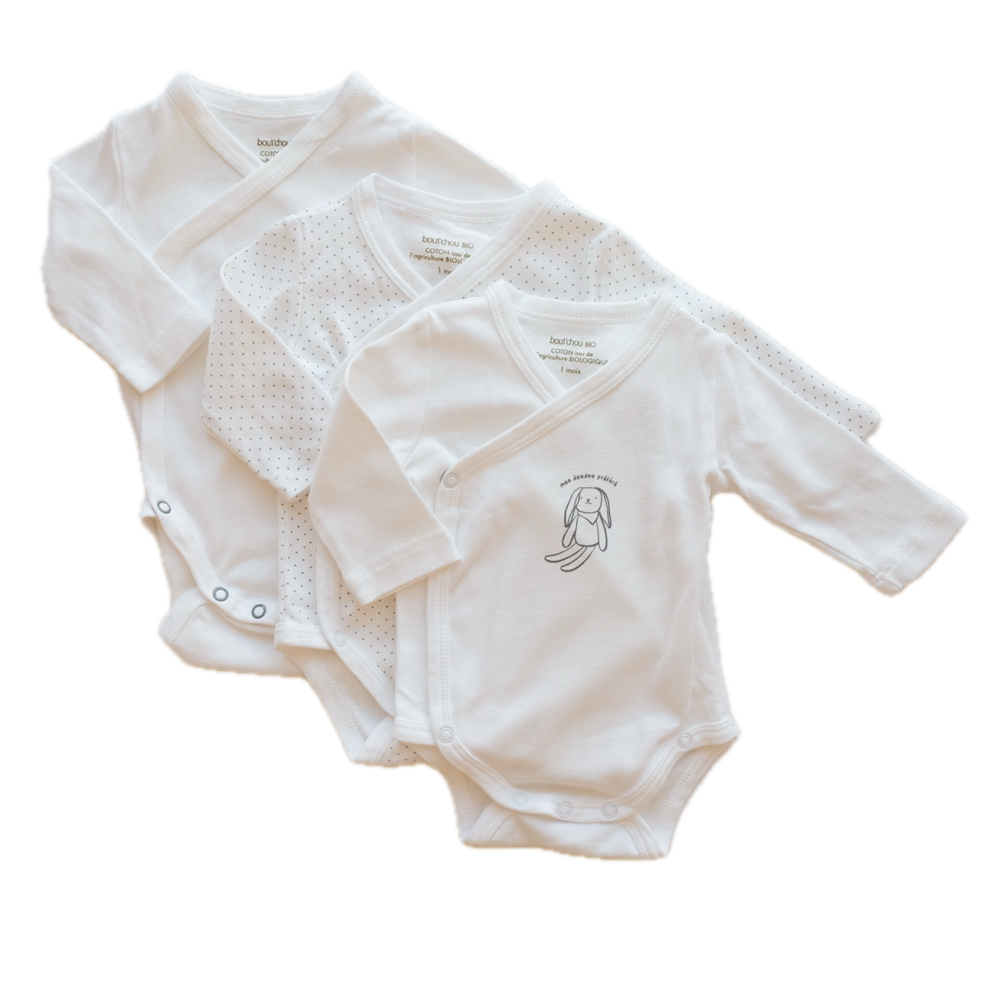 Lot de 3 bodies Bout'chou - 1 mois