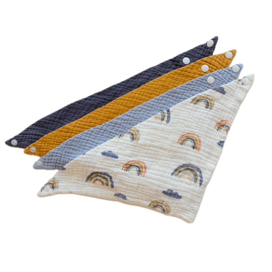 Lot de 4 bavoirs bandanas en coton