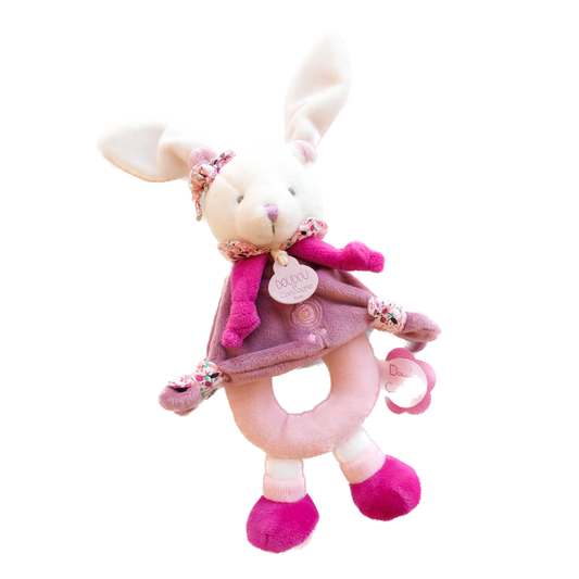 Hochet Lapin Cerise - Doudou et Compagnie